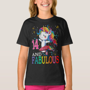 T-shirt Enfants filles 14e anniversaire Unicorn Fabuleux 1