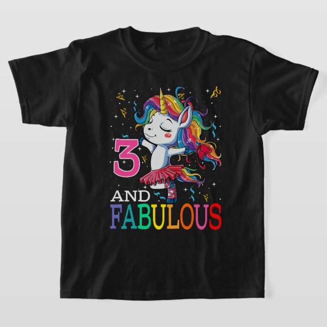 T-shirt Enfants filles 3e anniversaire Unicorn Fabuleux 3  (Poser)