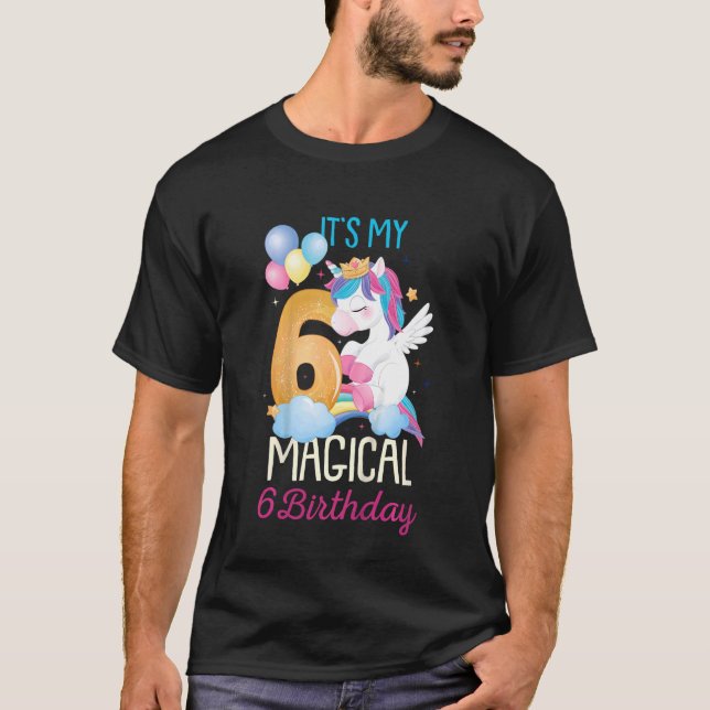 T-shirt Enfants Filles 6 ans Unicorne C'est ma magie 6 (Devant)