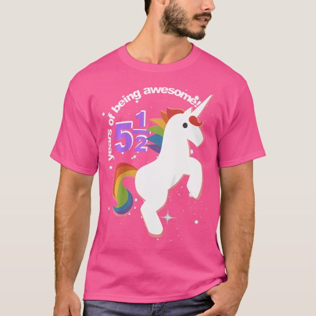 T-shirt Enfants Filles Demi-Anniversaire Unicorn Chemise 5 (Devant)