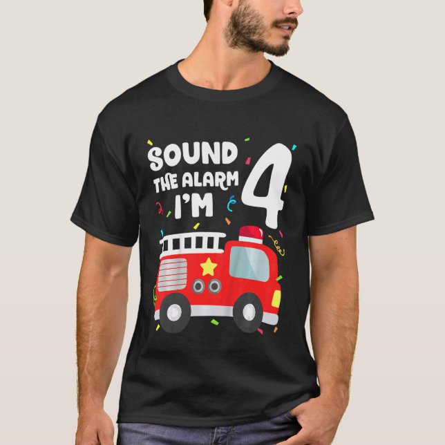T-shirt Enfants Fire Truck 4e anniversaire Toddler Boy Fir (Devant)