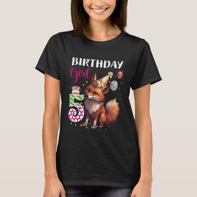 T-shirt Enfants Fox animal 5e anniversaire fille Fox B jou (Devant)
