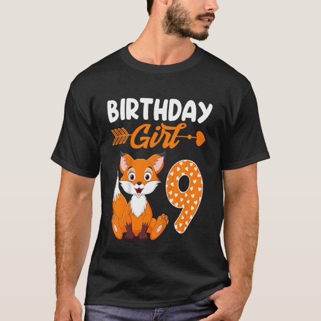 T-shirt Enfants Fox animal 9e anniversaire fille Fox B jou (Devant)