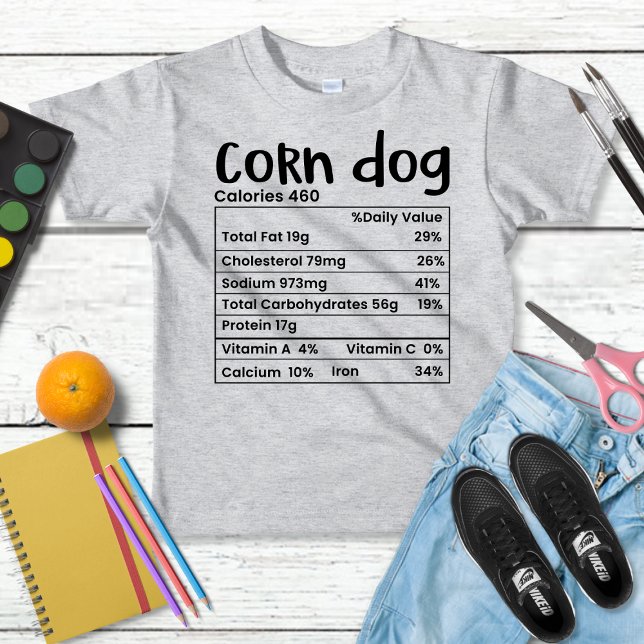 T-Shirt Enfants Funny Corn Chien Nutrition Étiquette (Créateur téléchargé)