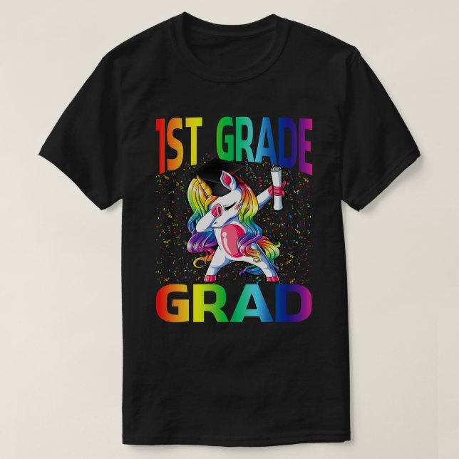 T-shirt Enfants Funny Graduation 1ère année Grad Unicorn (Design devant)