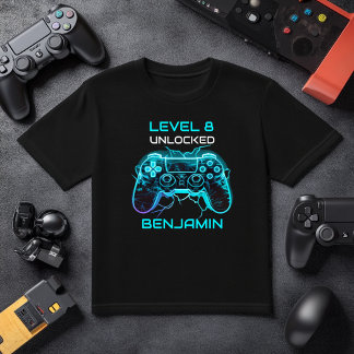 T-shirt Enfants Gamer Niveau Personnalisé Jusqu'à Annivers
