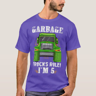 T-shirt Enfants Garbage Trucks Règle I'm 5 years Garbage T