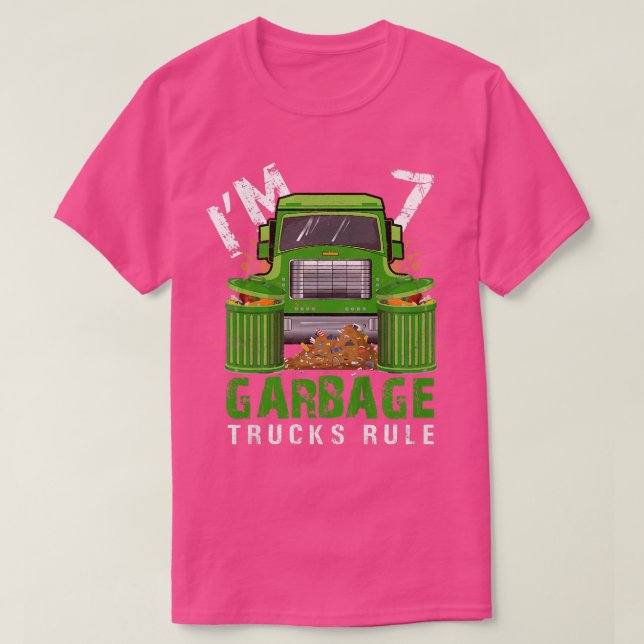 T-shirt Enfants Garbage Trucks Règle I'm 7 years Garbage T (Design devant)
