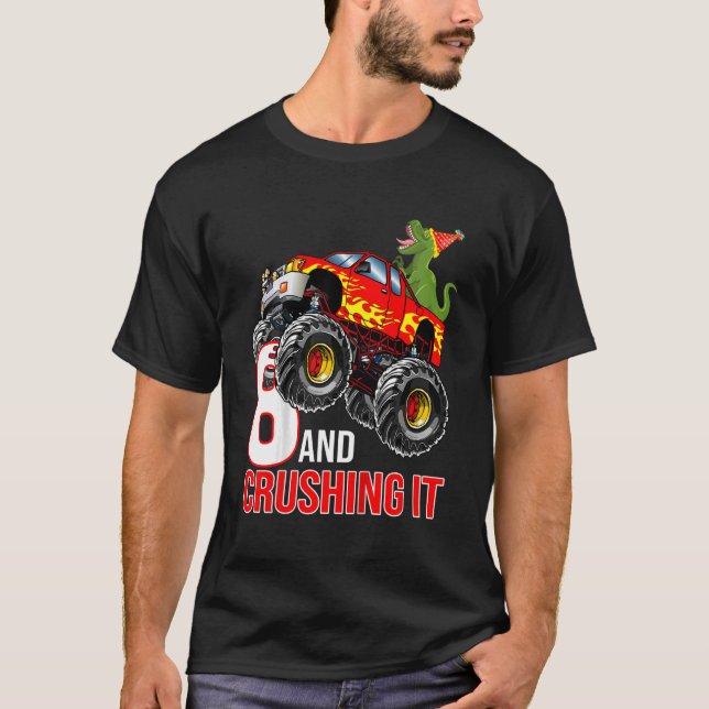 T-shirt Enfants garçons 8e anniversaire Monster Truck Anni (Devant)