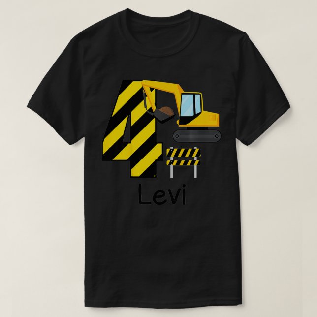 T-shirt Enfants Garçons Construction 4e Anniversaire Levi  (Design devant)