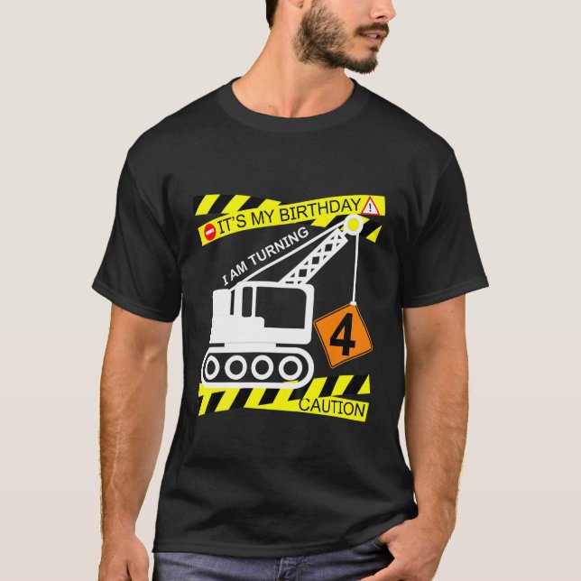 T-shirt Enfants Garçons Construction Camion 4E Anniversair (Devant)