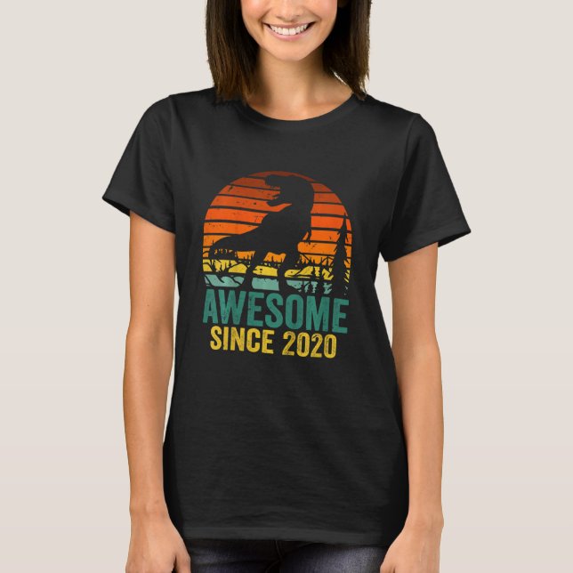 T-shirt Enfants géniaux depuis 2020 2e anniversaire Dinosa (Devant)