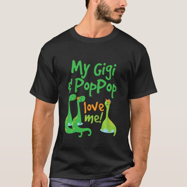 T-shirt Enfants Gigi et Pop Pop Love Me Petit-Enfant Dinos (Devant)