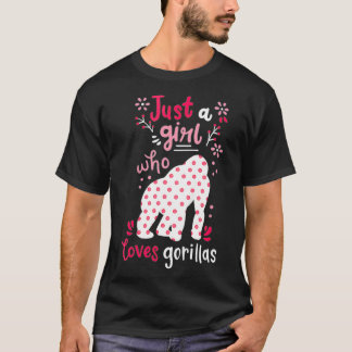 T-shirt Enfants Gorilla Just A Girl Gorillas Cadeau