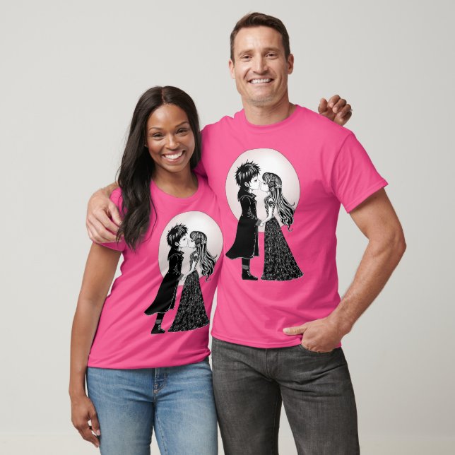 T-shirt Enfants gothiques emo mignons s'embrassent pour la (Unisexe)