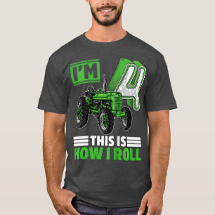T-shirt Enfants Green Farm Tracteur 4e cadeau anniversaire