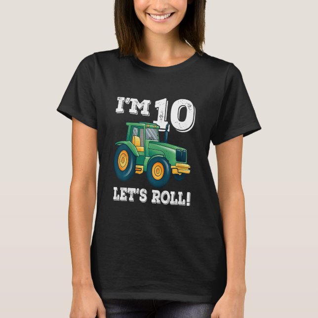 T-shirt Enfants Green Farm Tractor 10e fête d'anniversaire (Devant)