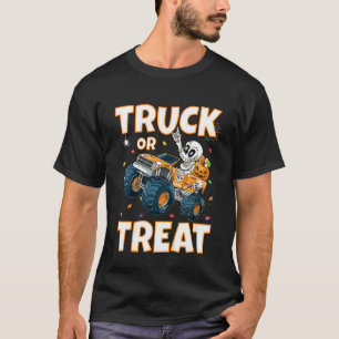 T-shirt Enfants Halloween Garçons Monster Truck Skeleton T