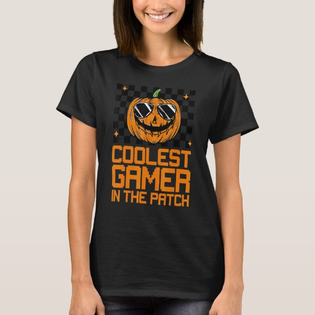 T-shirt Enfants Halloween Le plus cool Gamer Dans Le Patch (Devant)