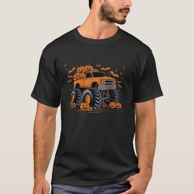 T-shirt Enfants Halloween Monster Truck Citrouille Smasher (Devant)