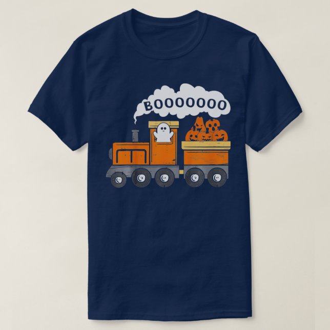 T-shirt Enfants Halloween Train Boo Funny Ghost Citrouille (Design devant)