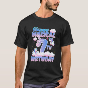 T-shirt Enfants Happy Magical 7th Birthday Flying Unicorns