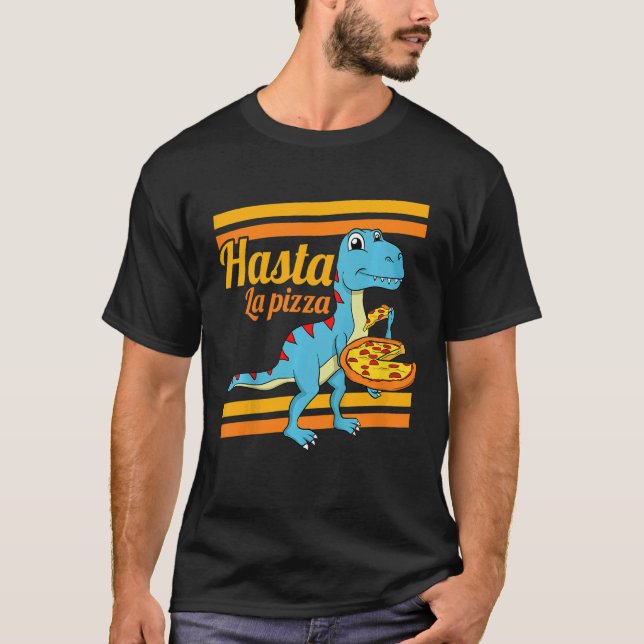 T-shirt Enfants Hasta La Pizza Dino Dinosaur Rex Pizz (Devant)