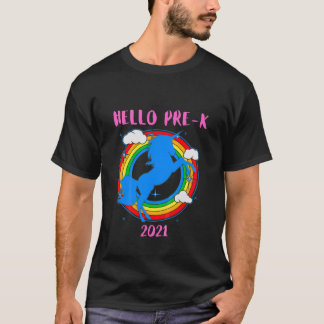 T-shirt Enfants Hello Pre-K Retro Unicorn 2021 Pre-K Girls