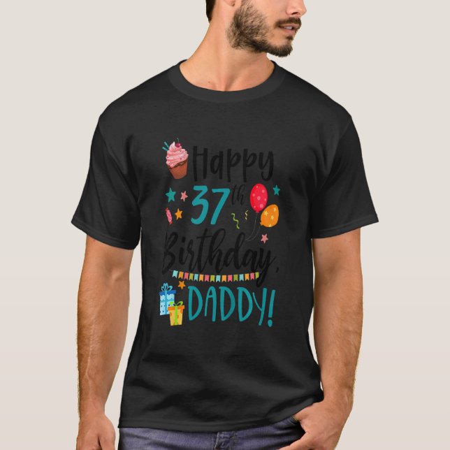 T-shirt Enfants heureux 37e anniversaire papa Anniversaire (Devant)