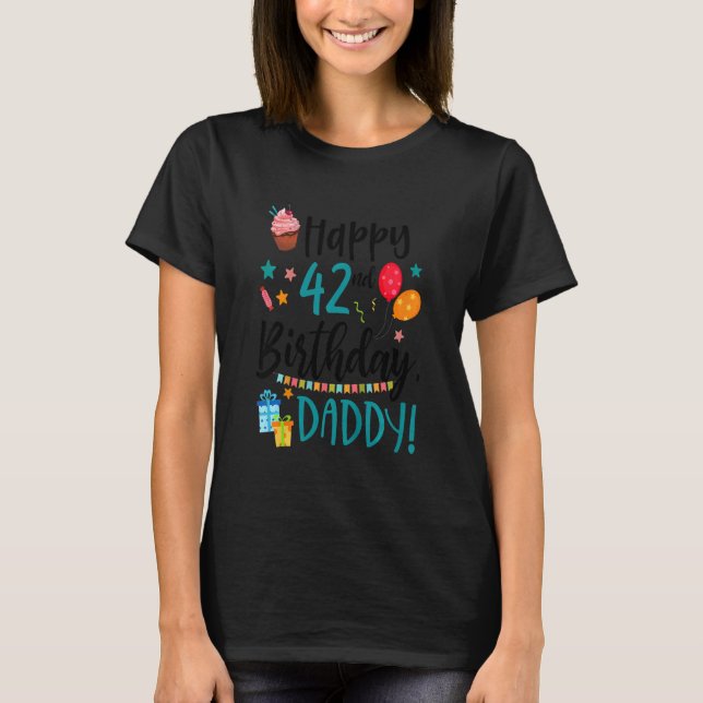 T-shirt Enfants heureux 42e anniversaire papa Anniversaire (Devant)