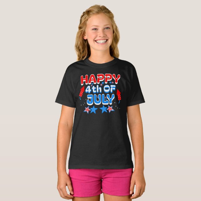 T-shirt Enfants heureux 4 juillet (Devant entier)