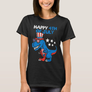 T-shirt Enfants heureux 4 juillet Rex Dino Dinosaure Bébé