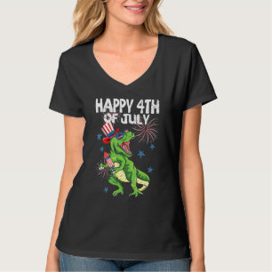 T-shirt Enfants Heureux 4 Juillet T-Rex Dinosaure Bébé Tou