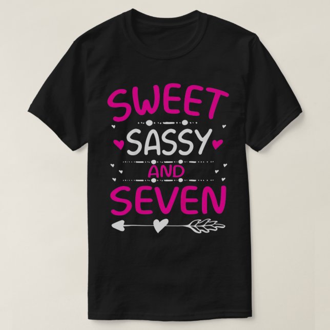 T-shirt Enfants heureux 7e anniversaire Sweet Sassy et Sep (Design devant)