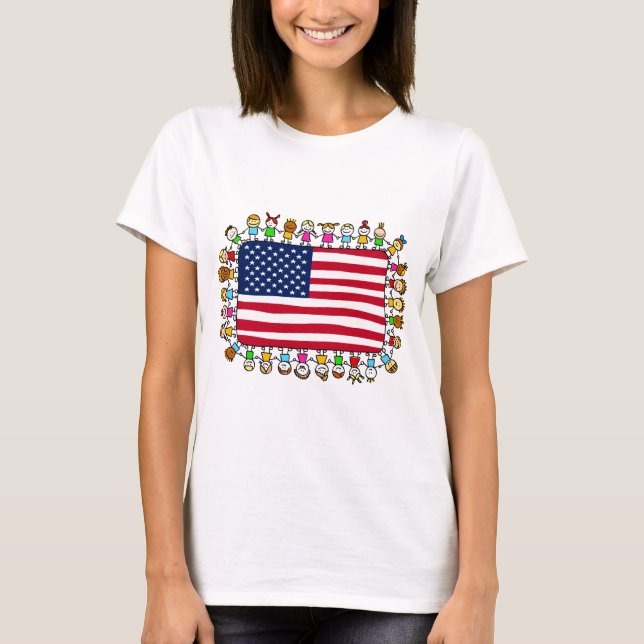 T-shirt enfants heureux américains (Devant)
