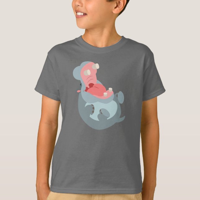 T-shirt Enfants Hippo, joli caricature riant (Devant)