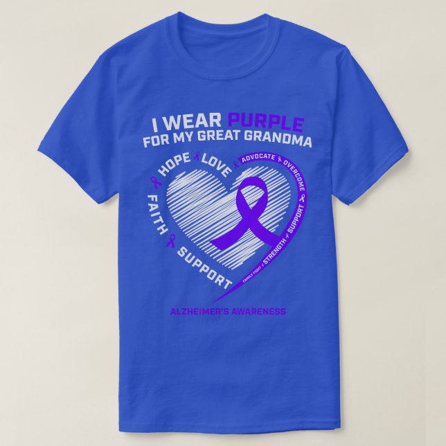 T-shirt Enfants Hommes Femmes Violet Grand Grand-mère Alzh (Design devant)