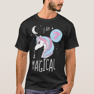 T-shirt Enfants I AM 7 Et Magique Unicorn 7e anniversaire 
