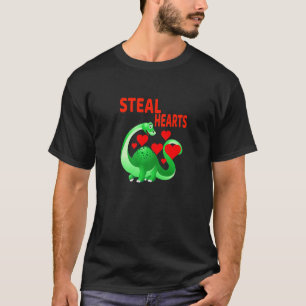 T-shirt Enfants I Steal Hearts Rex Dino Baby Boy Valentin