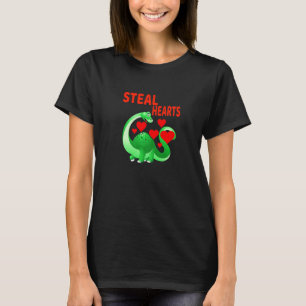 T-shirt Enfants I Steal Hearts Rex Dino Baby Boy Valentin