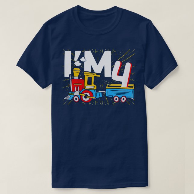 T-shirt Enfants Im 4 anniversaire Locomotive à vapeur mign (Design devant)