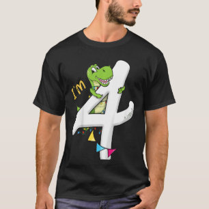 T-shirt Enfants I'm 4 ans Dino quatrième Anniversaire Garç
