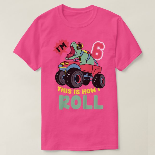 T-shirt Enfants I'm 6 Voici comment je roule monstre Camio (Design devant)