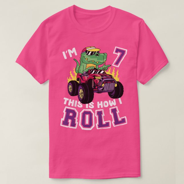 T-shirt Enfants I'm 7 Voici comment je roule Monster Truck (Design devant)