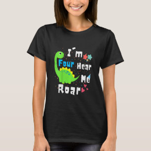 T-shirt Enfants I'm Four Entendez-moi Roar Dinosaur 4e ann