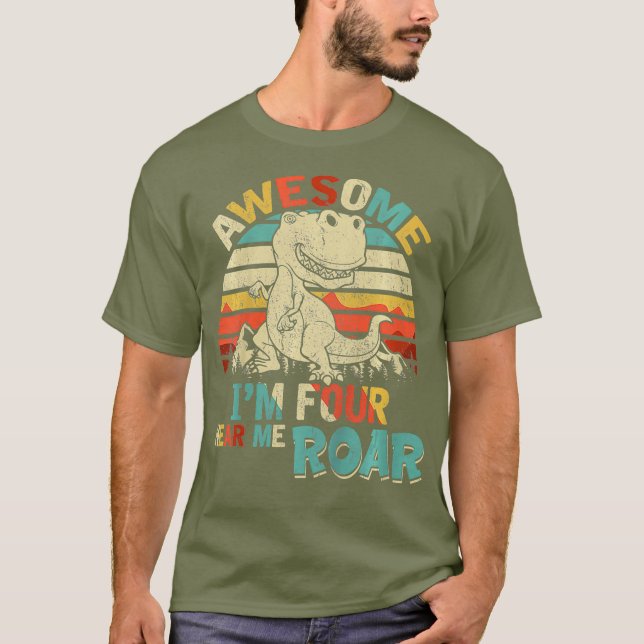T-shirt Enfants Im Quatre Entendez-moi Roar Dinosaur Anniv (Devant)
