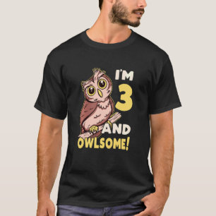 T-shirt Enfants I'm Three And Awesome Owlsome Owl 3th Birt
