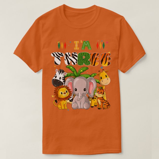 T-shirt Enfants Im Trois Zoo Thème 3E Anniversaire Safari  (Design devant)