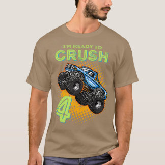 T-shirt Enfants Ix27m Prêt à écraser 4 Monster Truck 4ans
