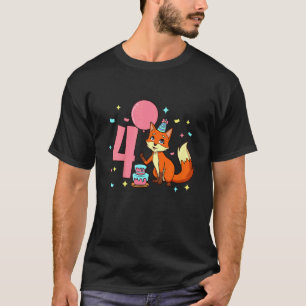 T-shirt Enfants J'ai 4 ans avec une fille de renard annive